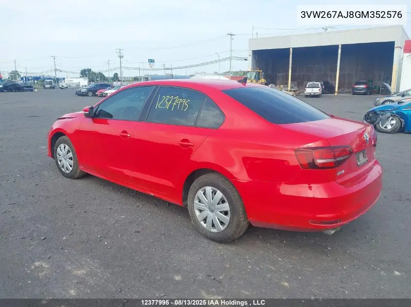 3VW267AJ8GM352576 2016 Volkswagen Jetta S