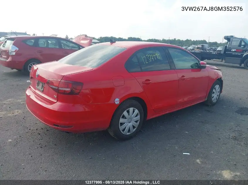 3VW267AJ8GM352576 2016 Volkswagen Jetta S
