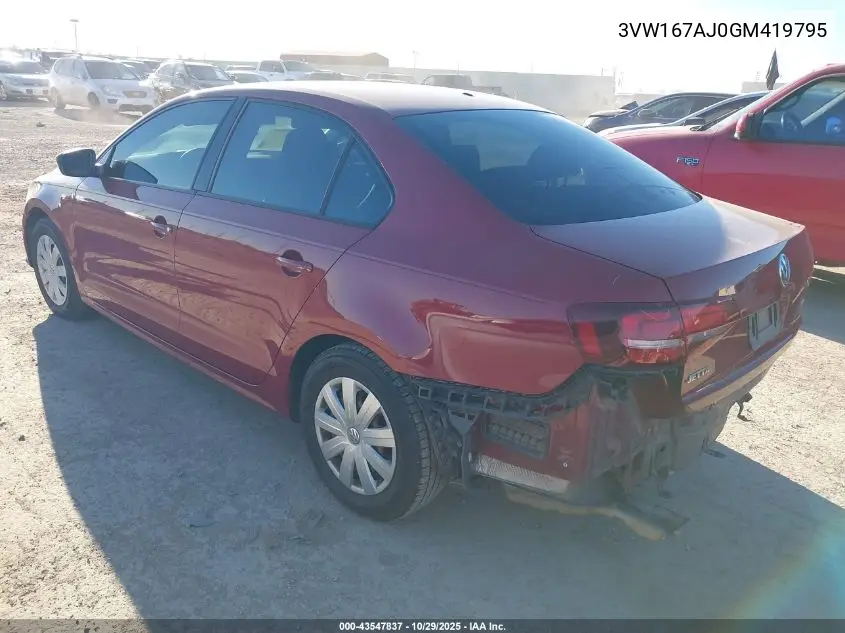 3VW167AJ0GM419795 2016 Volkswagen Jetta 1.4T S