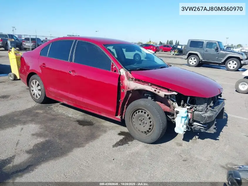 3VW267AJ8GM360970 2016 Volkswagen Jetta 1.4T S