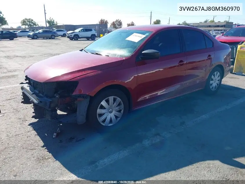3VW267AJ8GM360970 2016 Volkswagen Jetta 1.4T S