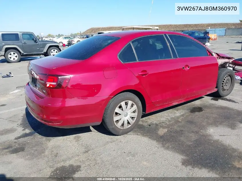 3VW267AJ8GM360970 2016 Volkswagen Jetta 1.4T S