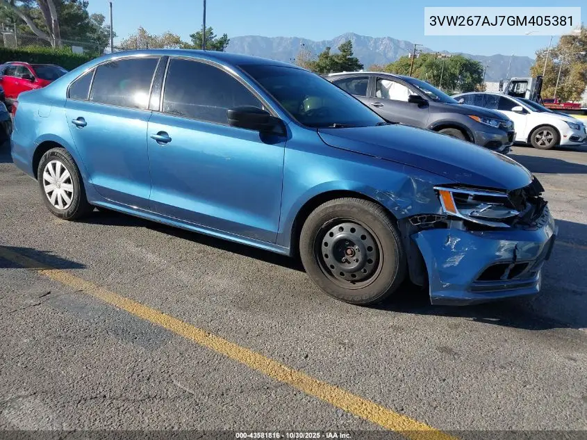 3VW267AJ7GM405381 2016 Volkswagen Jetta 1.4T S