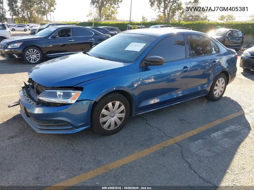 3VW267AJ7GM405381 2016 Volkswagen Jetta 1.4T S