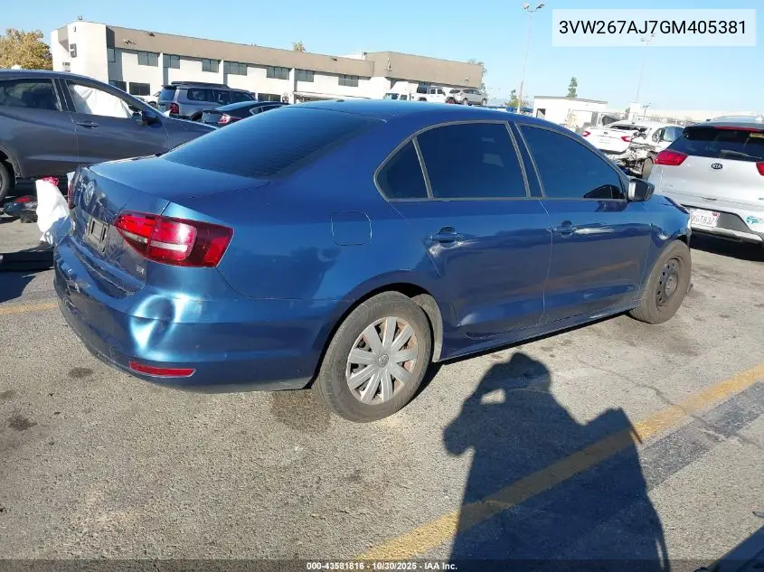 3VW267AJ7GM405381 2016 Volkswagen Jetta 1.4T S