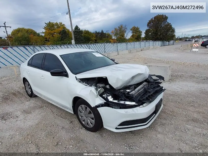 3VW267AJ4GM272496 2016 Volkswagen Jetta 1.4T S