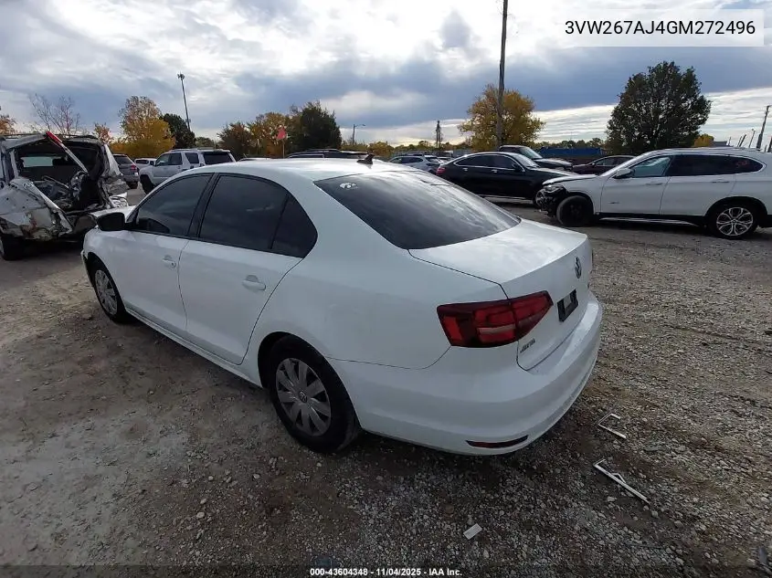 3VW267AJ4GM272496 2016 Volkswagen Jetta 1.4T S