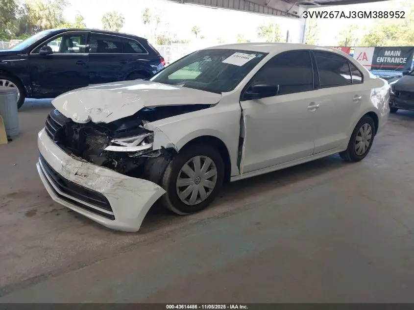 3VW267AJ3GM388952 2016 Volkswagen Jetta 1.4T S