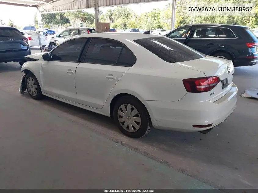3VW267AJ3GM388952 2016 Volkswagen Jetta 1.4T S