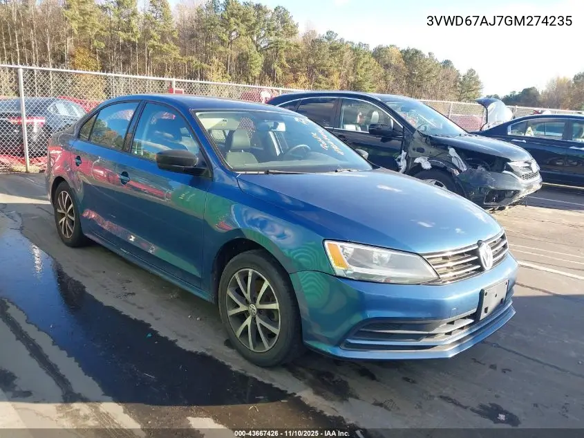 3VWD67AJ7GM274235 2016 Volkswagen Jetta 1.4T Se