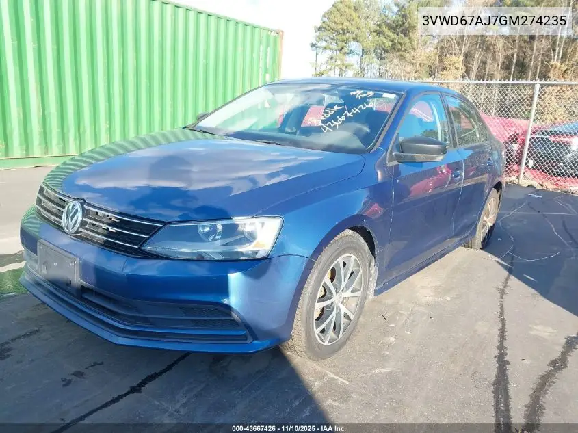 3VWD67AJ7GM274235 2016 Volkswagen Jetta 1.4T Se