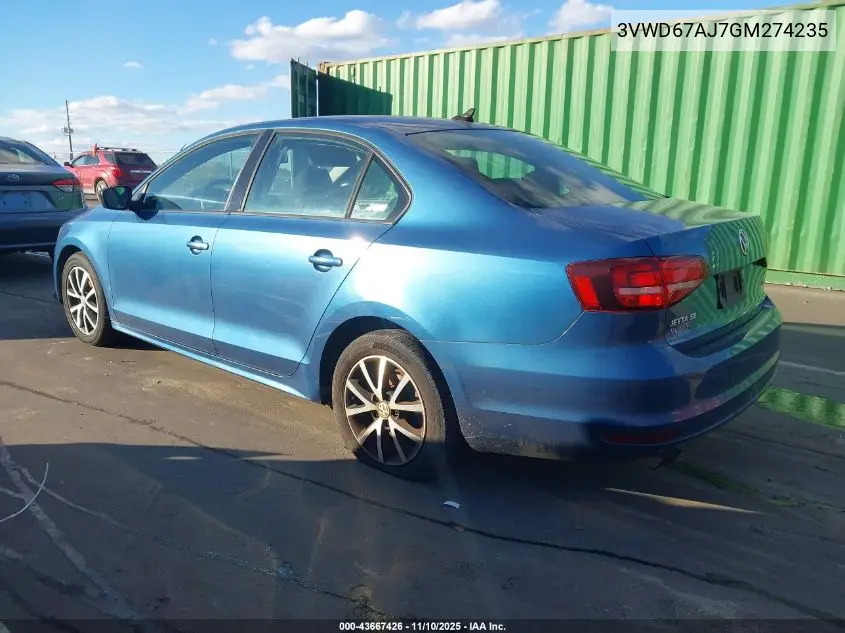 3VWD67AJ7GM274235 2016 Volkswagen Jetta 1.4T Se