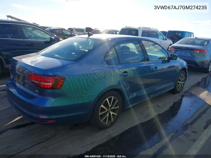 3VWD67AJ7GM274235 2016 Volkswagen Jetta 1.4T Se