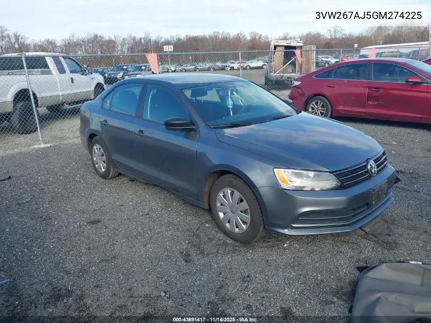 3VW267AJ5GM274225 2016 Volkswagen Jetta 1.4T S