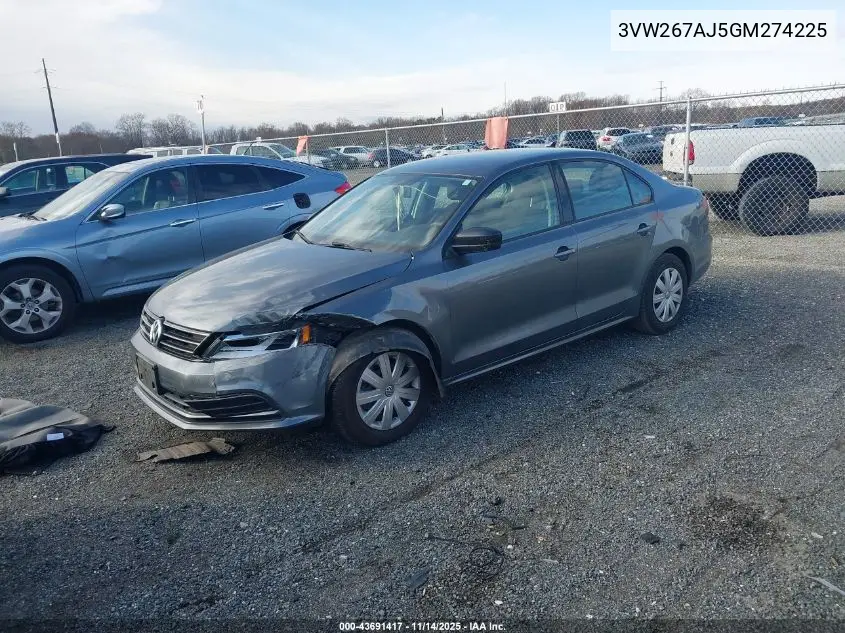 3VW267AJ5GM274225 2016 Volkswagen Jetta 1.4T S