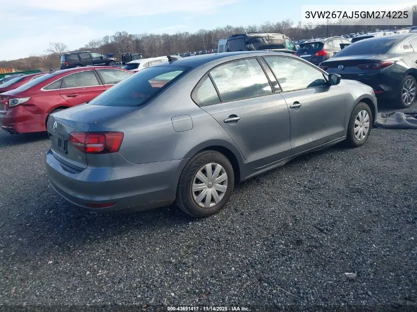 3VW267AJ5GM274225 2016 Volkswagen Jetta 1.4T S