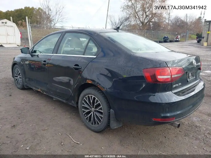 3VWL17AJ3GM341942 2016 Volkswagen Jetta 1.8T Sel Premium