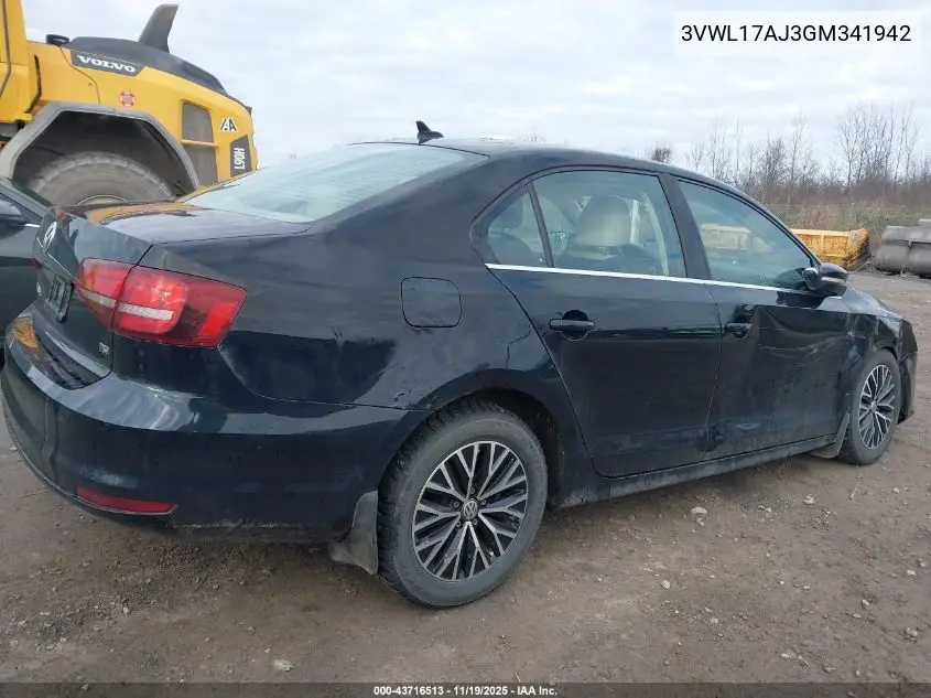 3VWL17AJ3GM341942 2016 Volkswagen Jetta 1.8T Sel Premium