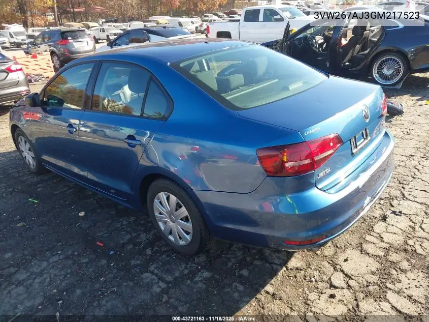 3VW267AJ3GM217523 2016 Volkswagen Jetta 1.4T S