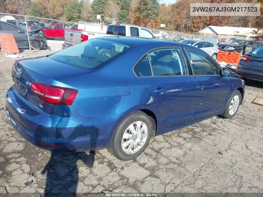 3VW267AJ3GM217523 2016 Volkswagen Jetta 1.4T S