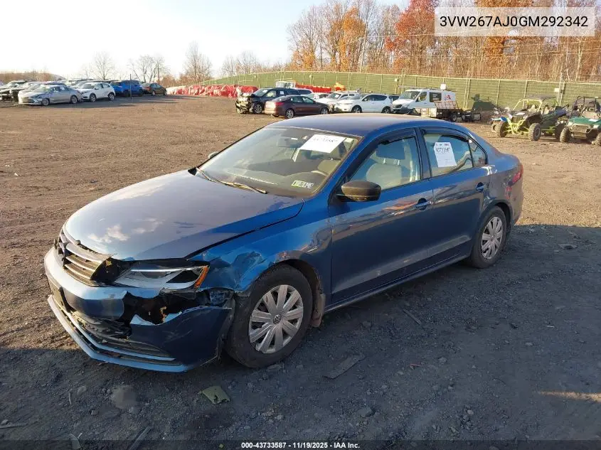 3VW267AJ0GM292342 2016 Volkswagen Jetta 1.4T S