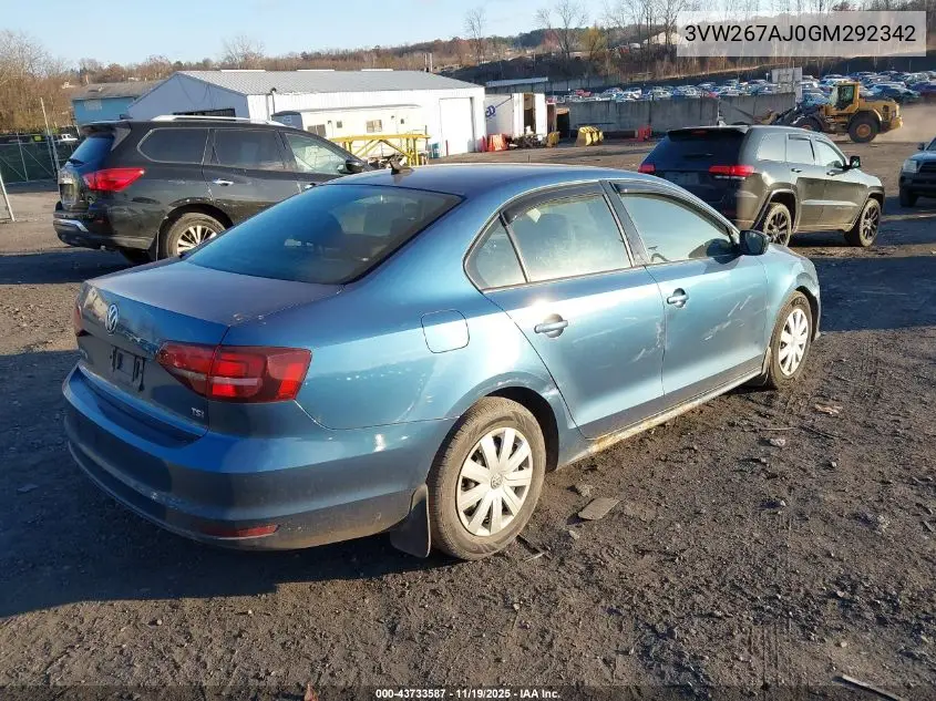 3VW267AJ0GM292342 2016 Volkswagen Jetta 1.4T S