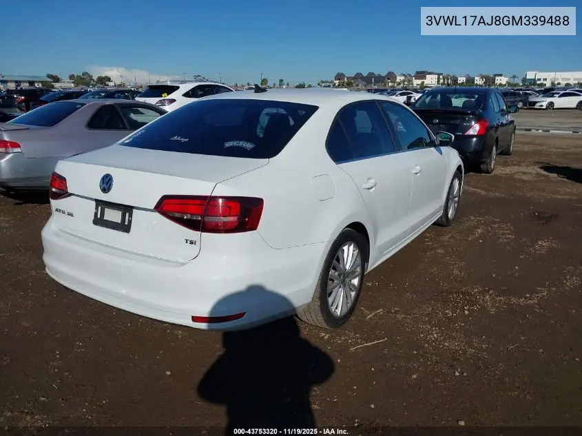 3VWL17AJ8GM339488 2016 Volkswagen Jetta 1.8T Sel