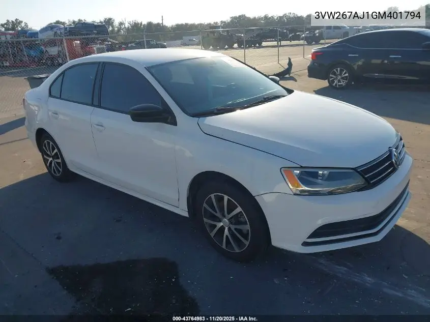 3VW267AJ1GM401794 2016 Volkswagen Jetta 1.4T S
