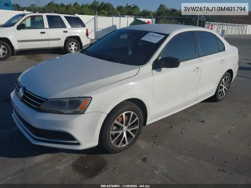 3VW267AJ1GM401794 2016 Volkswagen Jetta 1.4T S