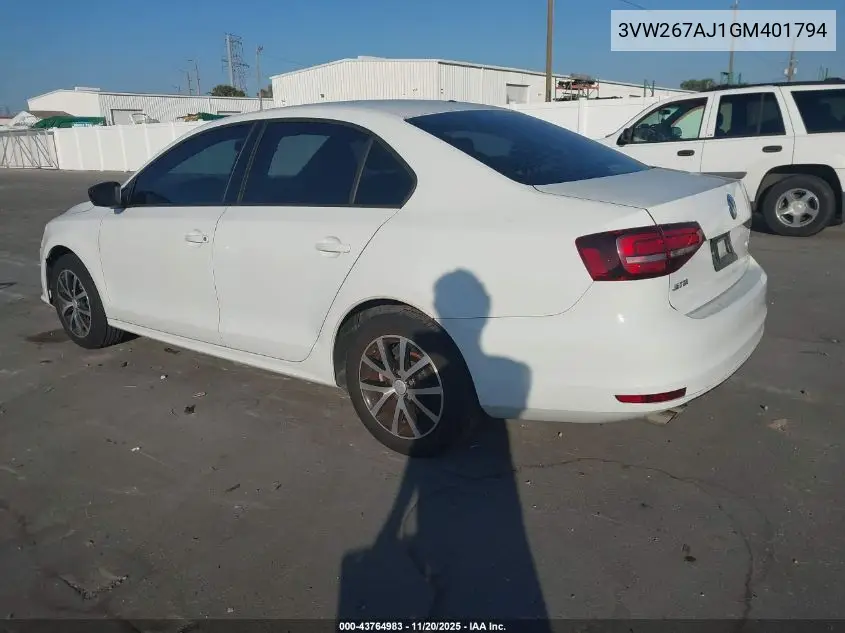 3VW267AJ1GM401794 2016 Volkswagen Jetta 1.4T S