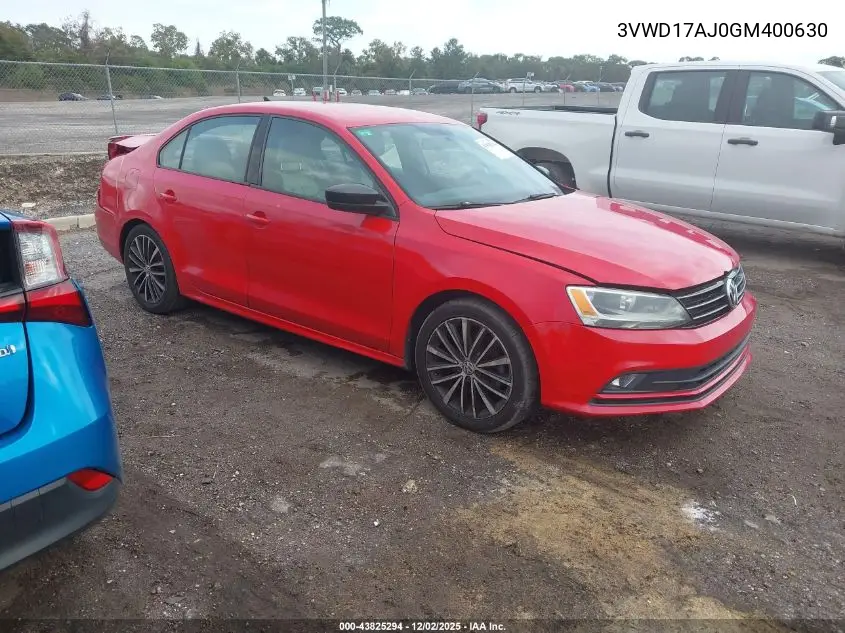 3VWD17AJ0GM400630 2016 Volkswagen Jetta 1.8T Sport