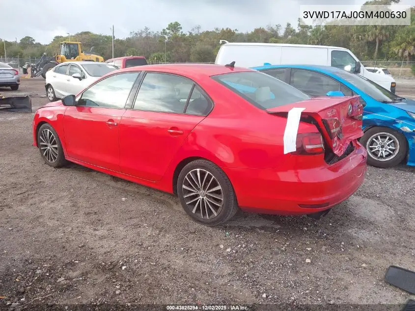 3VWD17AJ0GM400630 2016 Volkswagen Jetta 1.8T Sport