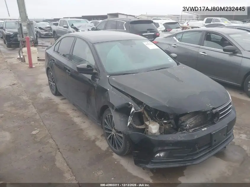 3VWD17AJ8GM232445 2016 Volkswagen Jetta 1.8T Sport
