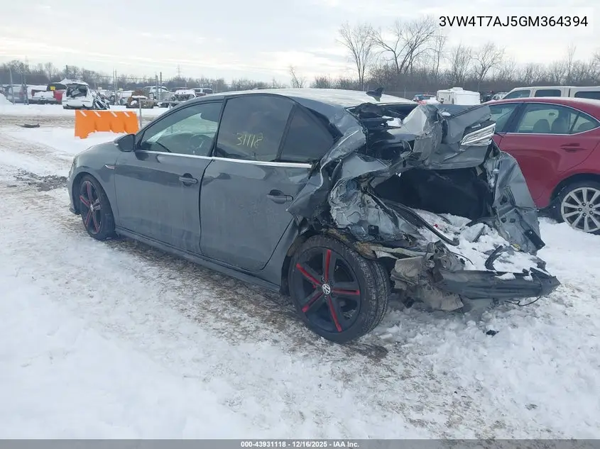 3VW4T7AJ5GM364394 2016 Volkswagen Jetta 2.0T Gli Sel