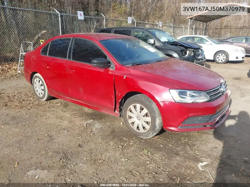 3VW167AJ5GM370979 2016 Volkswagen Jetta 1.4T S
