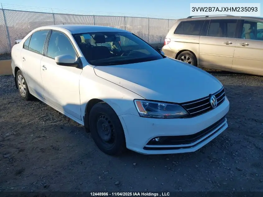 3VW2B7AJXHM235093 2017 Volkswagen Jetta S