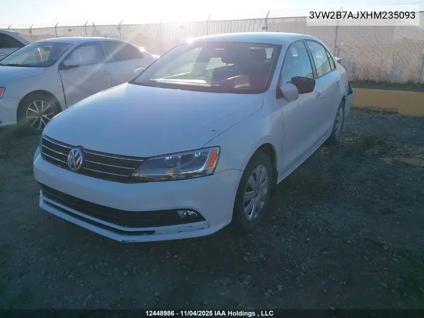 3VW2B7AJXHM235093 2017 Volkswagen Jetta S