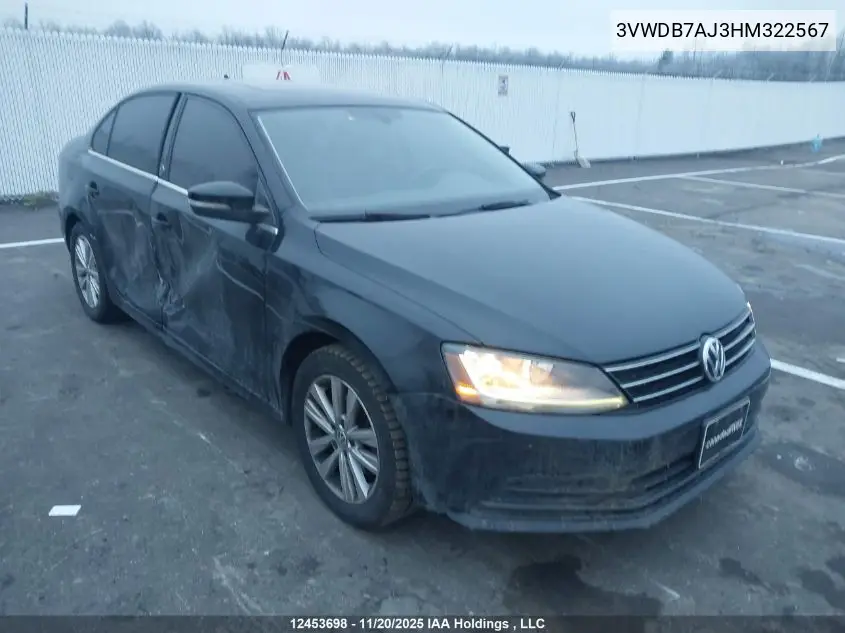 3VWDB7AJ3HM322567 2017 Volkswagen Jetta Wolfsburg Edition