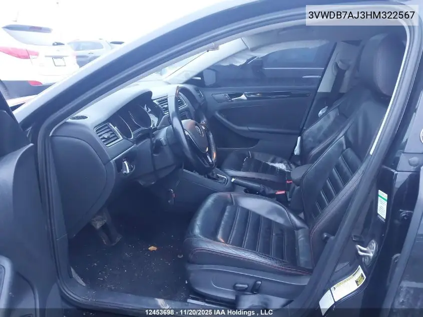 3VWDB7AJ3HM322567 2017 Volkswagen Jetta Wolfsburg Edition