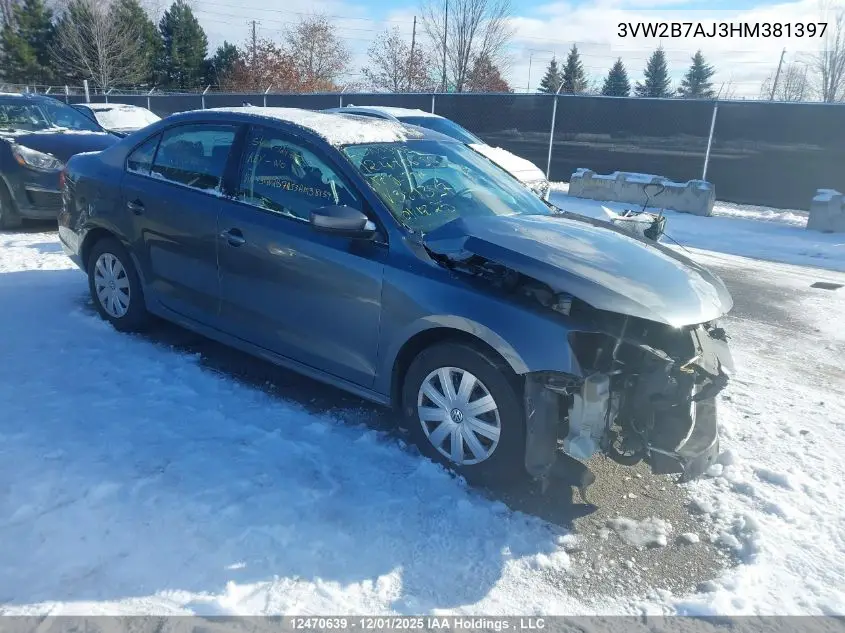 3VW2B7AJ3HM381397 2017 Volkswagen Jetta 1.4 Tsi Trendline+