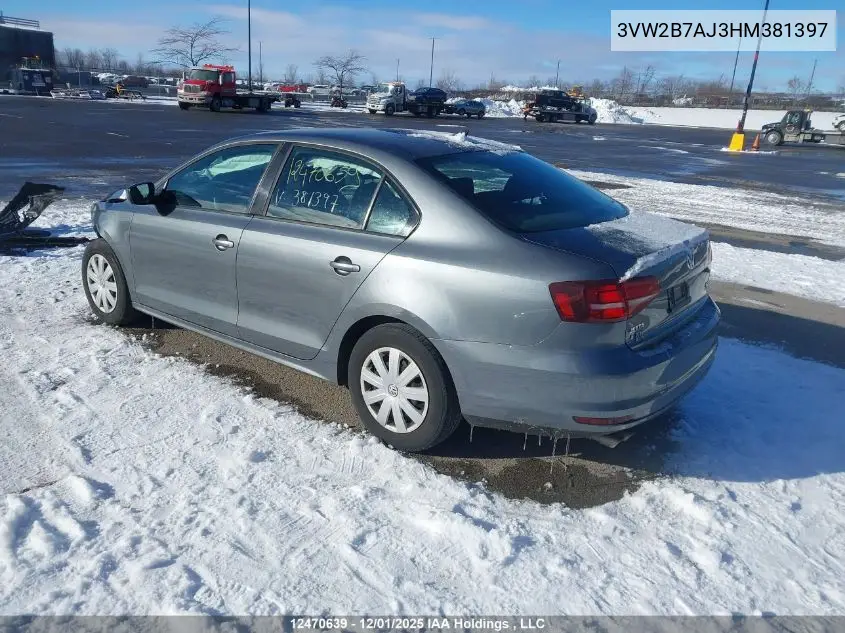 3VW2B7AJ3HM381397 2017 Volkswagen Jetta 1.4 Tsi Trendline+