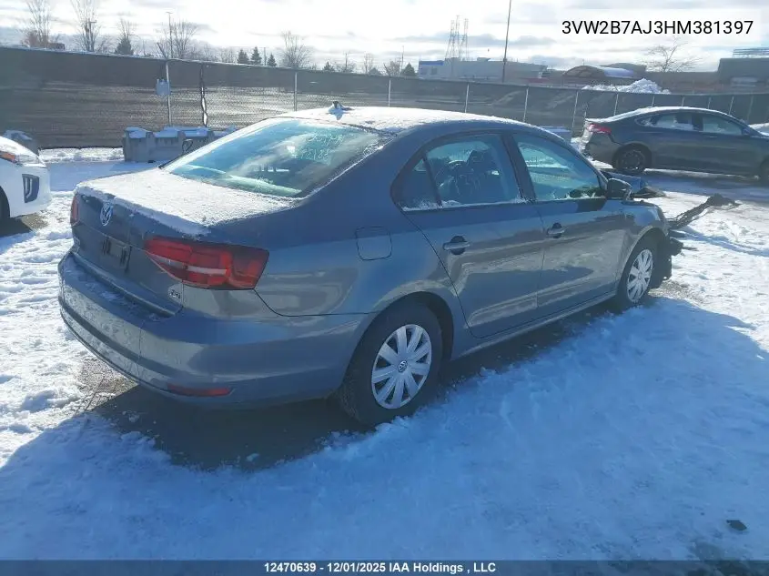 3VW2B7AJ3HM381397 2017 Volkswagen Jetta 1.4 Tsi Trendline+