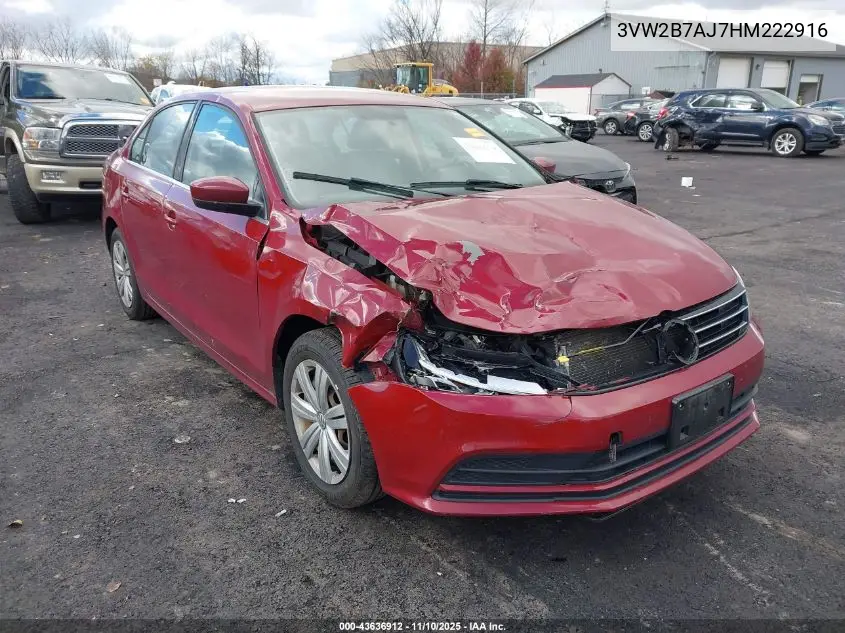 3VW2B7AJ7HM222916 2017 Volkswagen Jetta 1.4T S