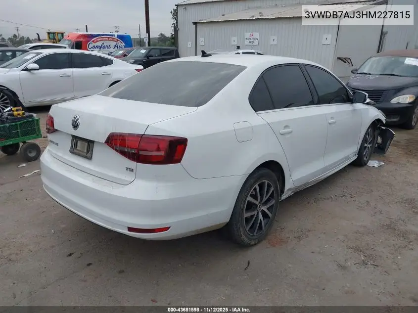 3VWDB7AJ3HM227815 2017 Volkswagen Jetta 1.4T Se