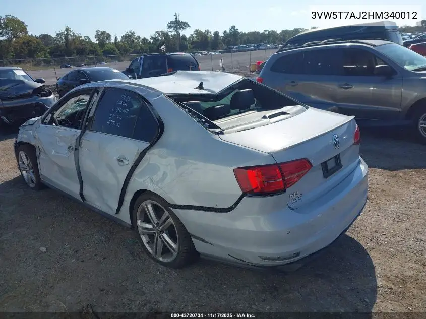 3VW5T7AJ2HM340012 2017 Volkswagen Jetta Gli