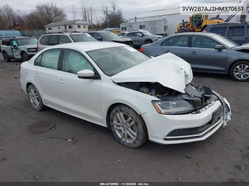 3VW2B7AJ2HM370651 2017 Volkswagen Jetta 1.4T S