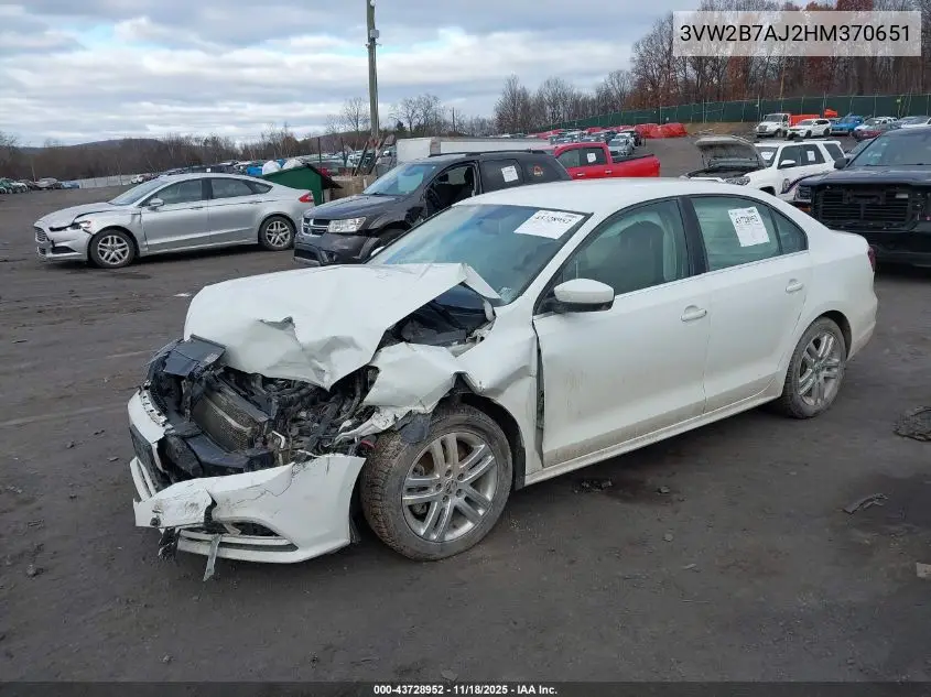 3VW2B7AJ2HM370651 2017 Volkswagen Jetta 1.4T S