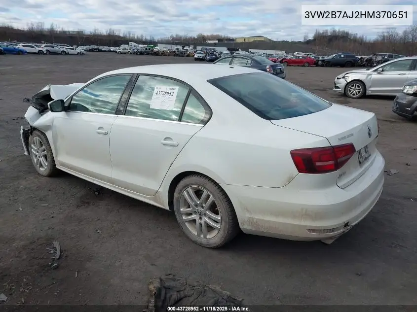 3VW2B7AJ2HM370651 2017 Volkswagen Jetta 1.4T S