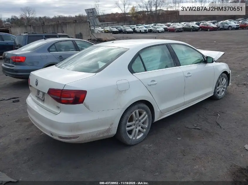 3VW2B7AJ2HM370651 2017 Volkswagen Jetta 1.4T S