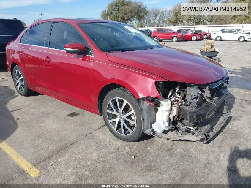 3VWDB7AJXHM314952 2017 Volkswagen Jetta 1.4T Se